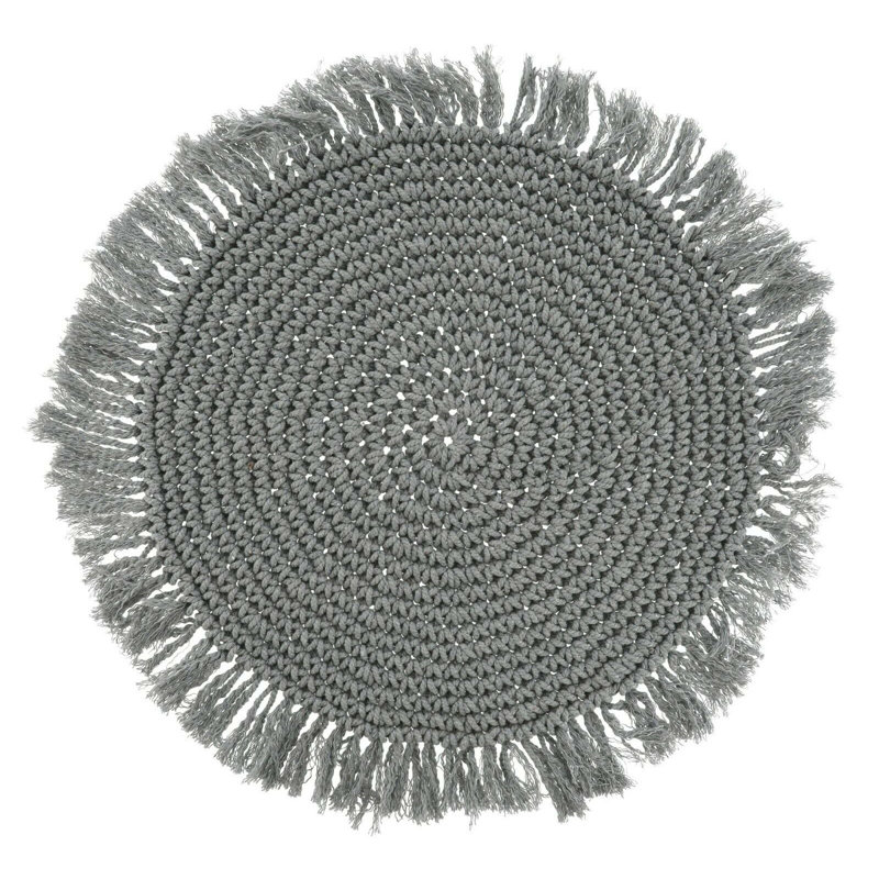 Delessite Cotton Solid Colour Round Placemat, Grey/Brown/Blue