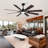 Large Ceiling Fan with Light: Modern 8-Blade Outdoor Ceiling Fan with Remote Control - Dimmable Black Large Fan Light for Indoor Use, Reversible, 6-Speed Quiet DC Motor-1027165530