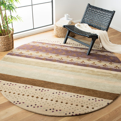 Eaton Hand Tufted Wool/Cotton Striped Rug in Ivory/Brown