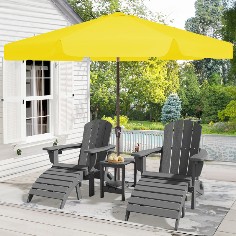 Parasol de marché pour patio extérieur, Jaune, H 100 po x l 120 po x P 120 po