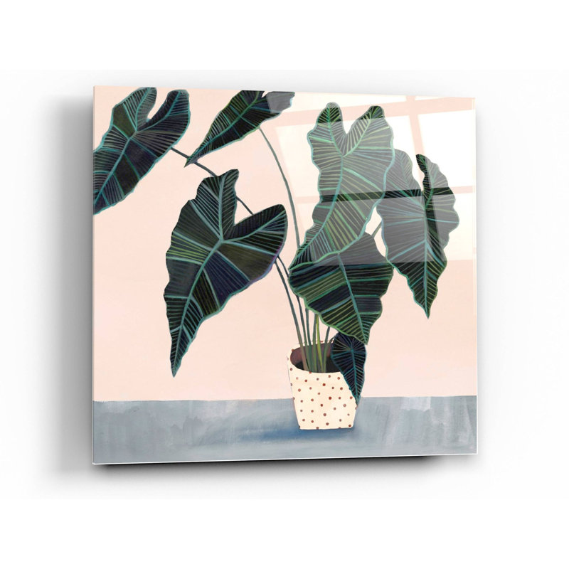 Art mural en verre acrylique, 36 po x 36 po Houseplant II »par Victoria Borges