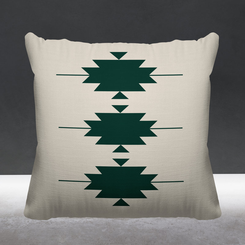 Coussin décoratif intérieur / extérieur Paco Southwestern, L 17 po x H 17 po, Émeraude