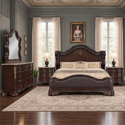 Faxon Bedroom Set in Dark Walnut