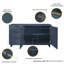 Buffet en bois massif 55 "avec 3 tiroirs et 3 tablettes bleu nuit Granville-86782988