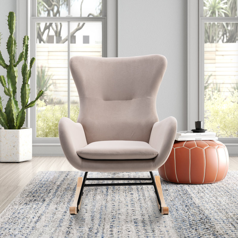 Chaise berçante Edsol, Velours beige