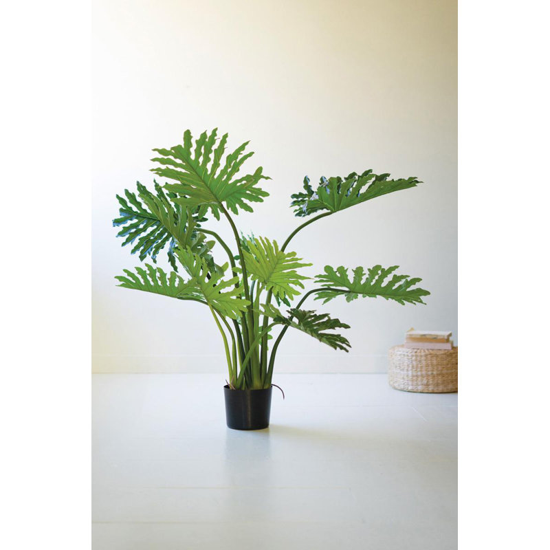  Plante artificielle de 47 po en fausse feuille de Philodendron en pot noir