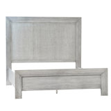 Geneva Light Grey Reclaimed Acacia And Rattan Panel Bed, Queen