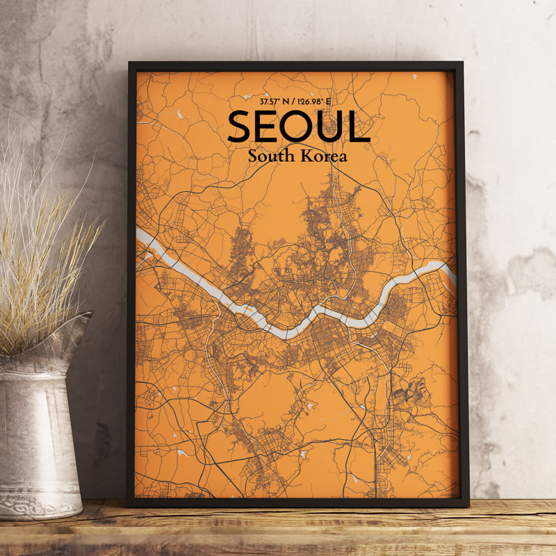 Seoul City Map - No Frame Print, 60.2cm H x 27.9cm W x 0.1cm D