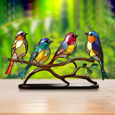 Figurine d'oiseau en acrylique sur une branche