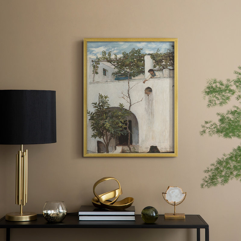 Vintage Landscape CCVIII Framed Print - Solid Wood, 30" H x 24" W, Gold