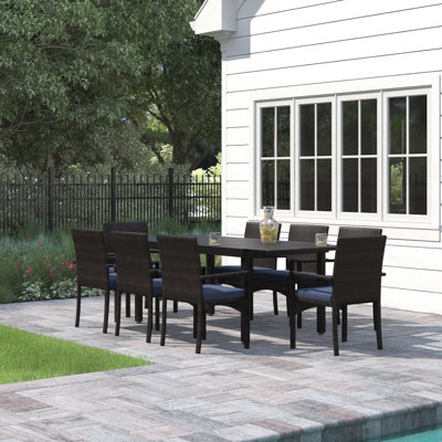 Alyah Rectangular 8 - Person 83.9" Long Dining Set with Cushions