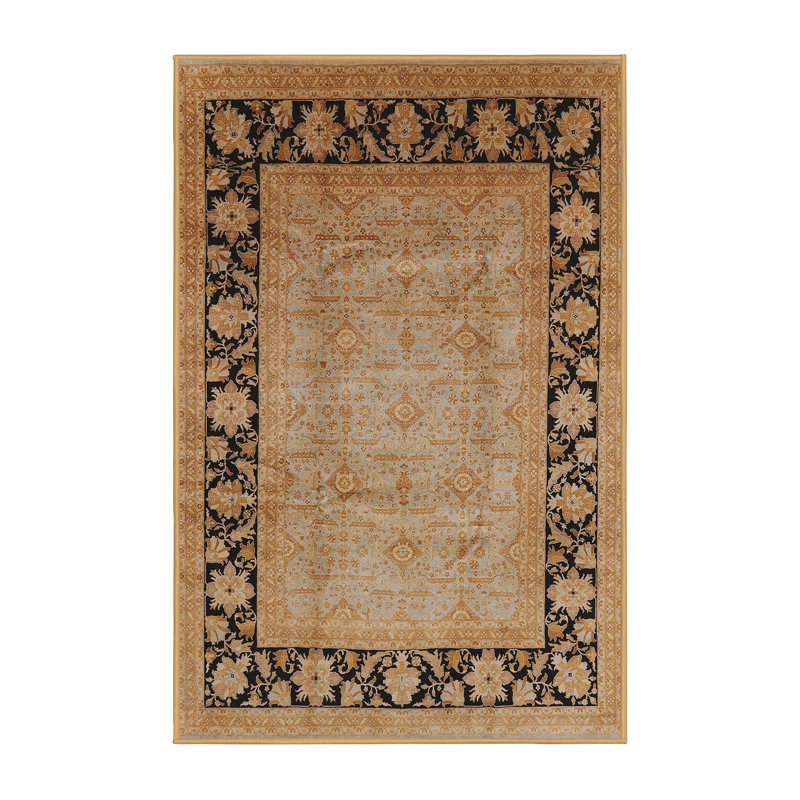 Tapis beige / bleu marine Raef, Rectangle 5 pi x 8 pi