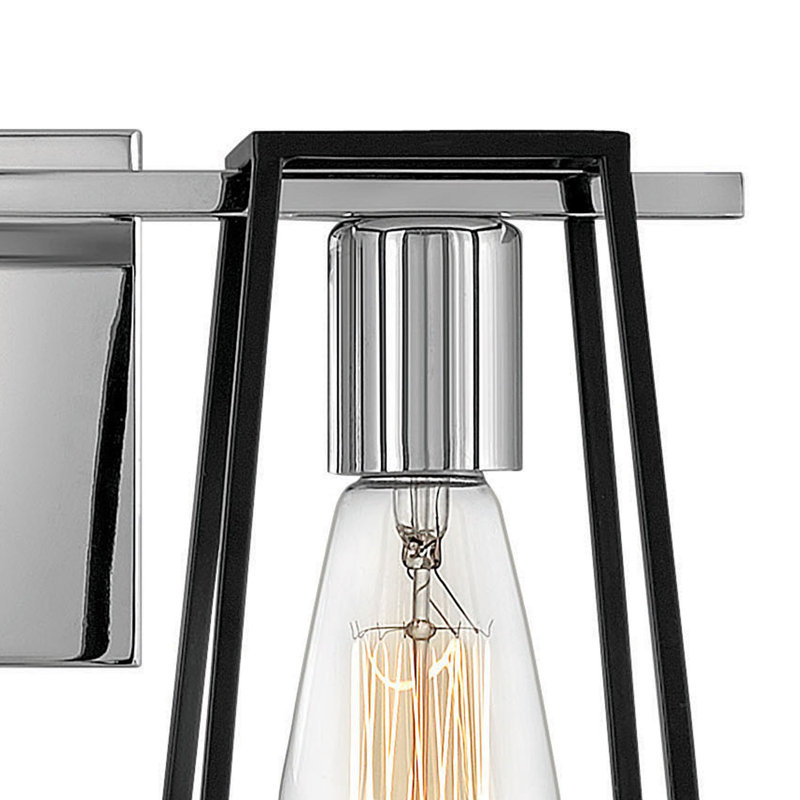 Filmore Two-Light Bath Open Cage Vanity Fixture, Chrome/Satin Black