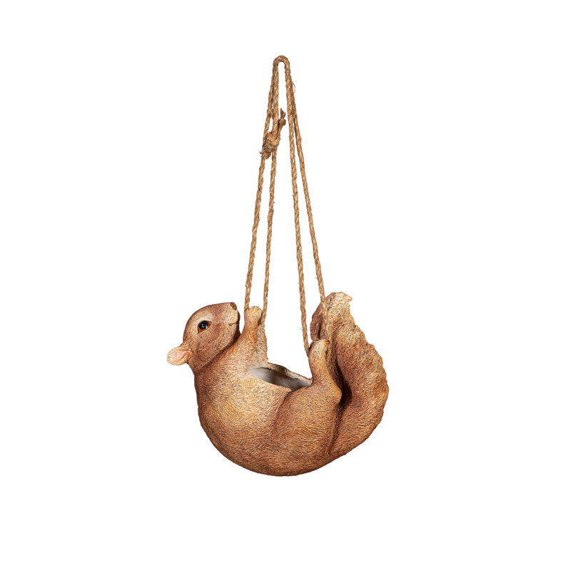 Jardinière suspendue écureuil avec jute