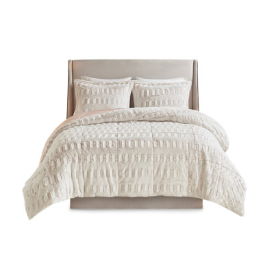 Ensemble d'édredon réversible en fausse fourrure avec taies décoratives Luxury