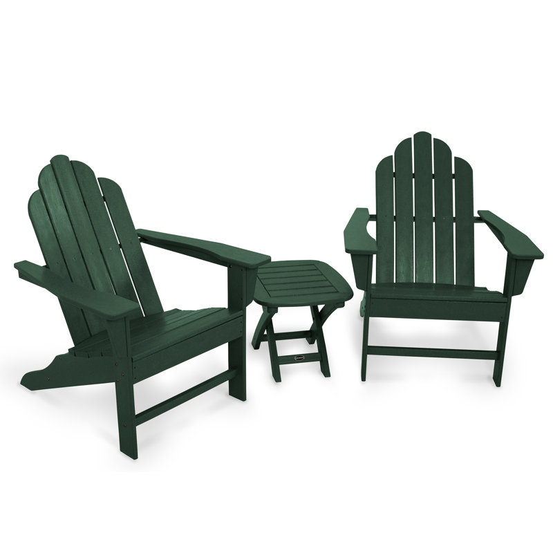 POLYWOOD Long Island Adirondack 3-Piece Set, Green