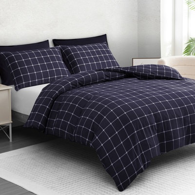 Luxury Double Brushed Microfiber Reversible Duvet Cover Set with Zipper Closure and Corner Ties