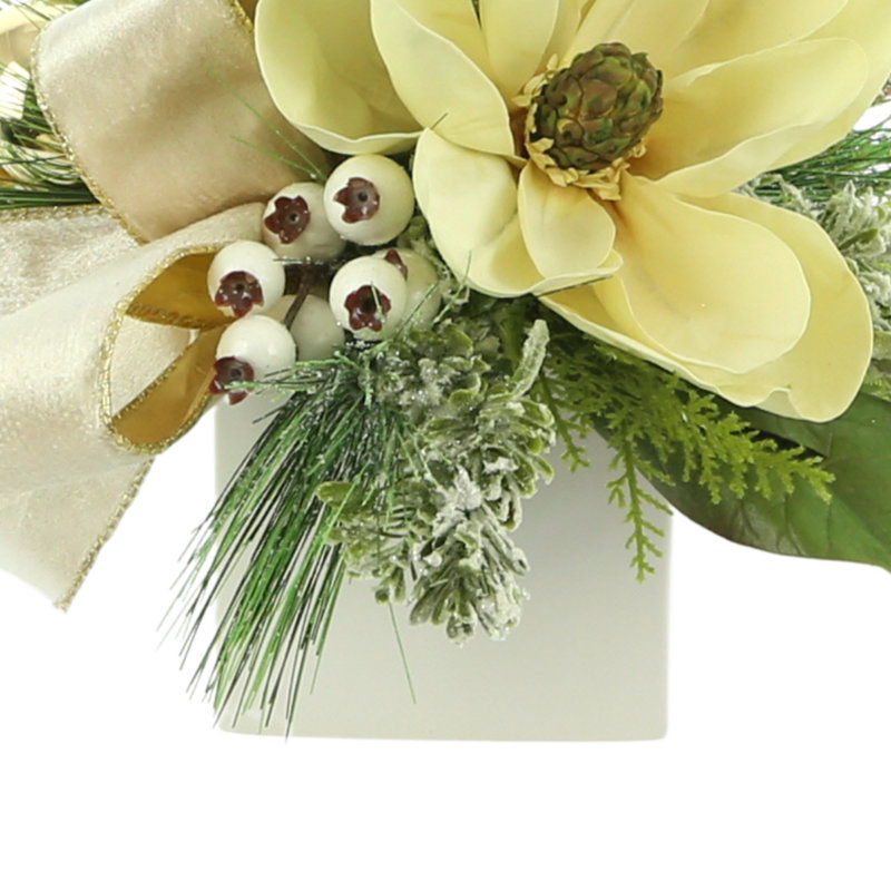 Magnolias Accented with Berries and Embellished with Ribon