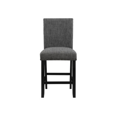 2 tabourets de bar gris foncé, siège en tissu, rembourrage en mousse, dossier solide, pour une utilisation décontractée dans la salle à manger, tabourets gris faciles à nettoyer (2 unités), décontracté, rembourré, facile