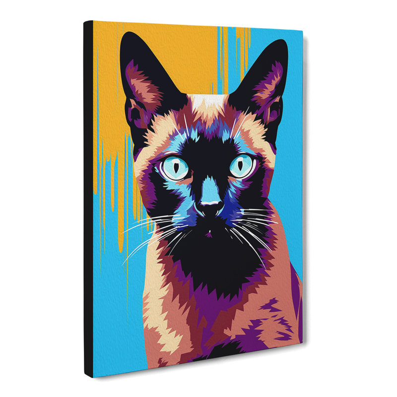 Siamese Cat Pop - Wrapped Canvas Print, 60cm H x 40cm W x 3cm D