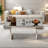 Luxury Rectangular Mirror Coffee Table With Fluted Tempered Glass And Rounded Edges