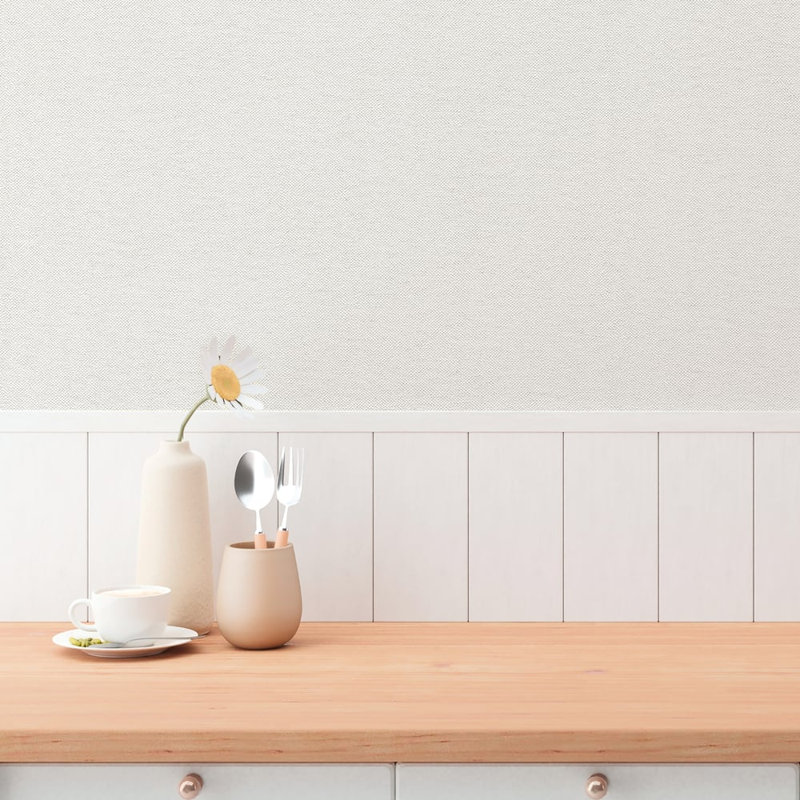 Hygge Home Collection Plain Linen Wallpaper Roll, Off-White