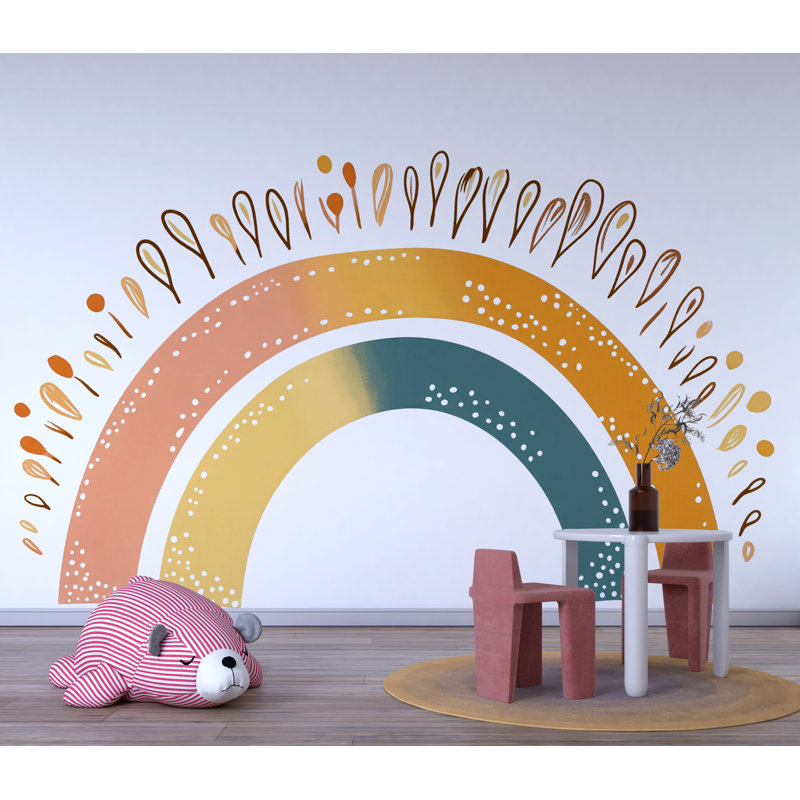 Autocollant mural arc-en-ciel bohème, décoration murale arc-en-ciel neutre, décoration murale pour chambre d'enfant, décoration de salle de jeux, arc-en-ciel Montessori, décoration murale bohème naturelle 420 g