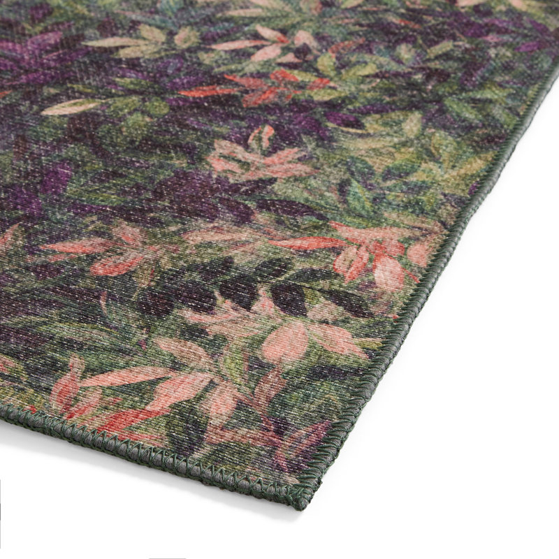 Clarke & Clarke Floral Digitally Printed 152cm X 230cm Area Rug, Runner 61 x 230 cm, Green/Purple