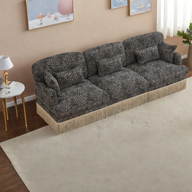 Canapé modulaire confortable en chenille de 100 pouces, canapé léopard moderne pour le salon
