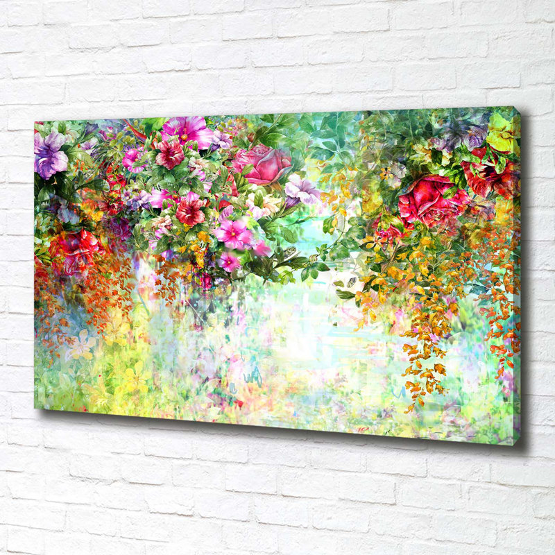 Multi-Coloured Flowers - Wrapped Canvas Print, 70cm H x 100cm W