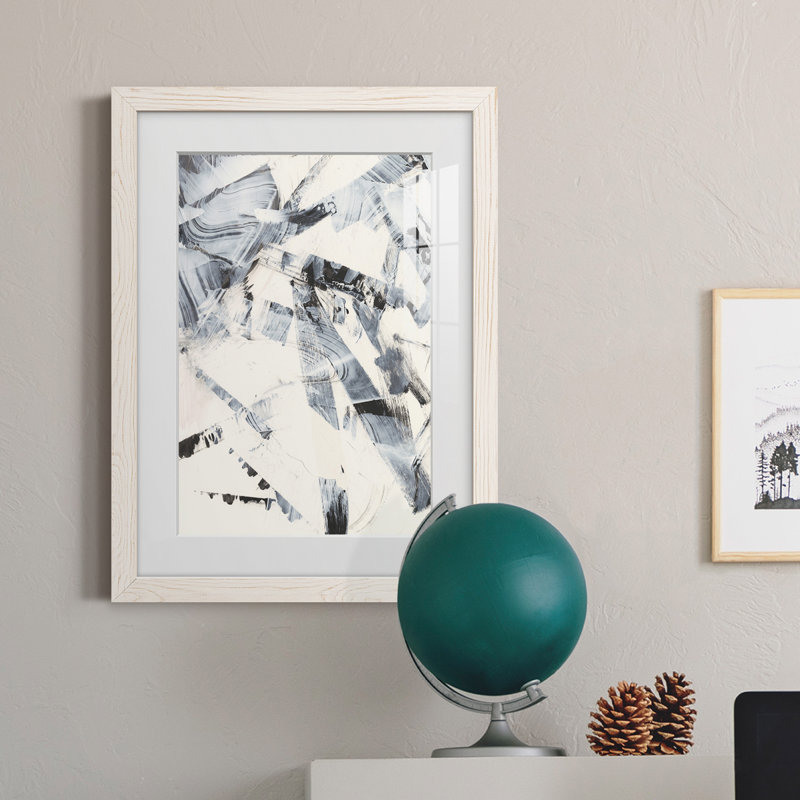 «Fractured Ice I», peinture sur toile encadrée, H 43,5 po x l 31,5 po x P 1 po, Cadre blanc
