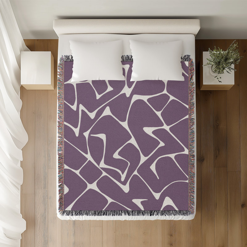 Jeté 100% coton abstrait Mola, L 60 po x l 60 po, Violet