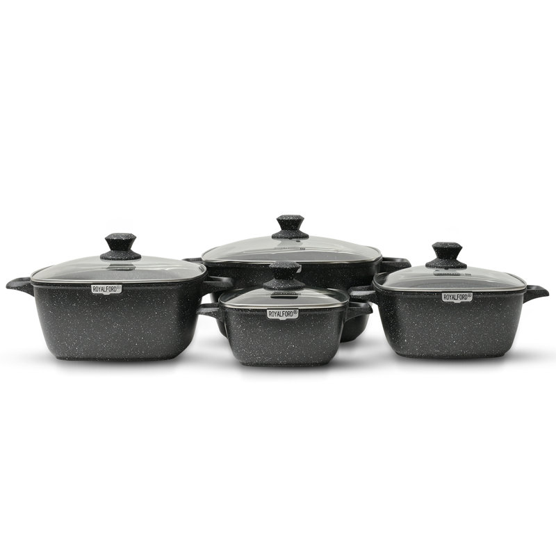 4 - Piece Non-Stick Aluminum Cookware Set, Black