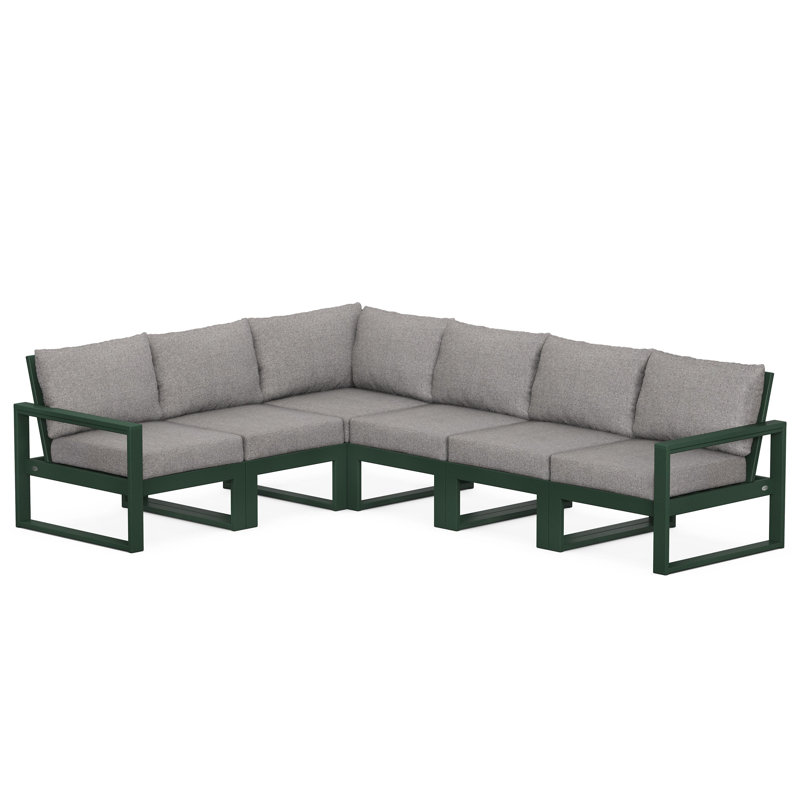 Ensemble de sièges modulaires profonds 6 pièces EDGE, Gris, Vert