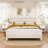 Modern White Nightstand With Drawer, 22.83 Inches Height, Gold Handle, Open Shelf Storage