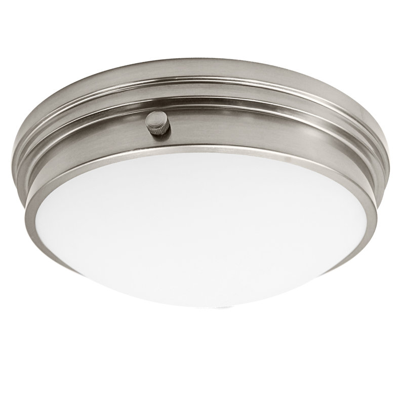 Plafonnier encastré en verre à DEL, Argent, H 4 po x l 14 po x P 14 po