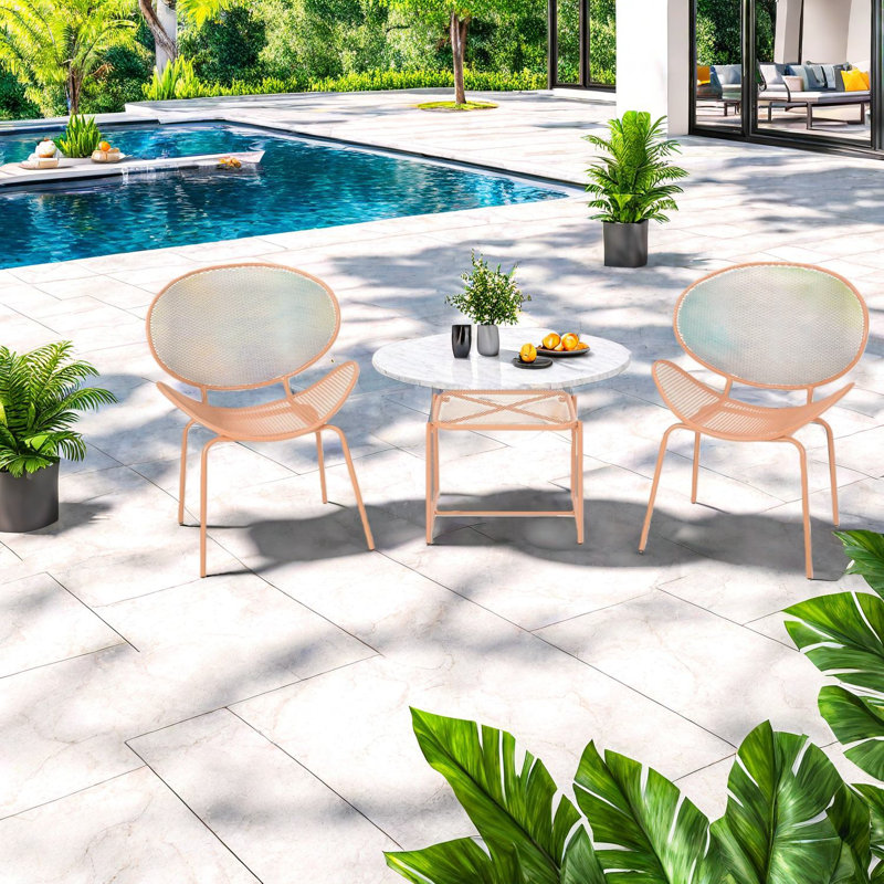 Ensembles de salle à manger de patio compacts, ensemble moderne en fer thermolaqué pour la maison de patio