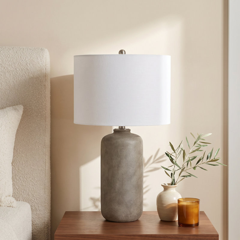 Patrick Ceramic Table Lamp, White, Gray