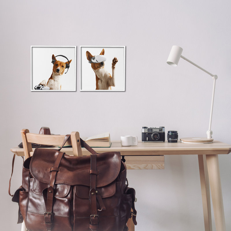 Jeu de giclée encadrée 2 pièces, jeu vidéo par CAD Design, H 12 po x l 12 po, Estampe numérique encadrée blanc bord de mer