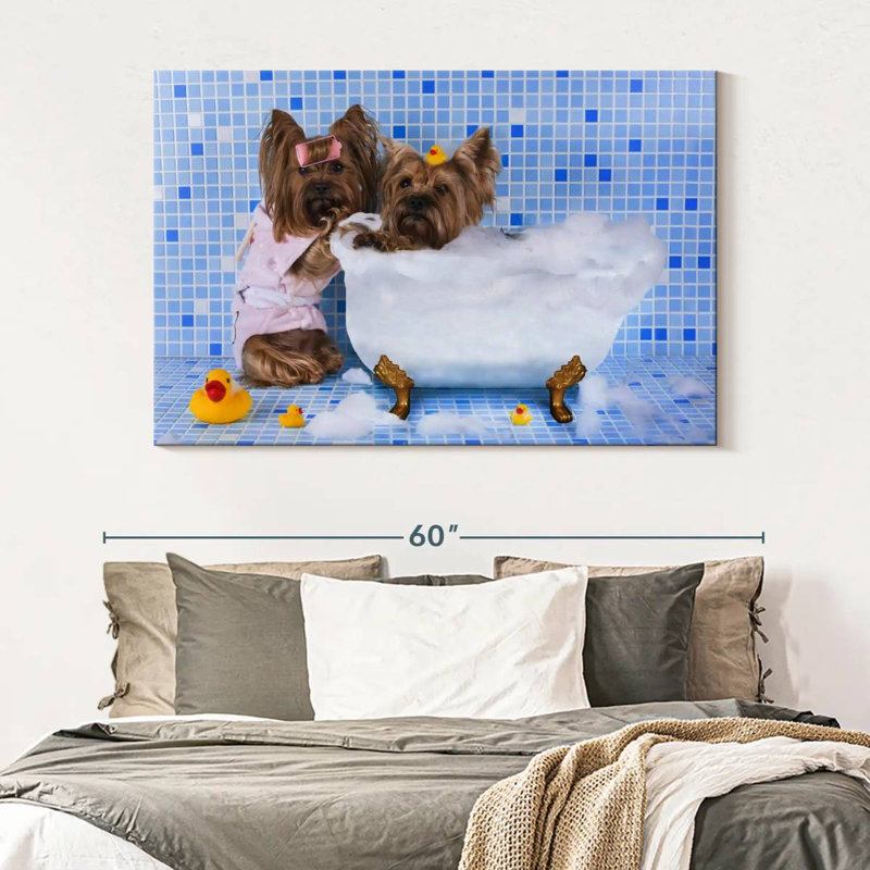 Chiens de bain moussant, H 34 po x l 51 po