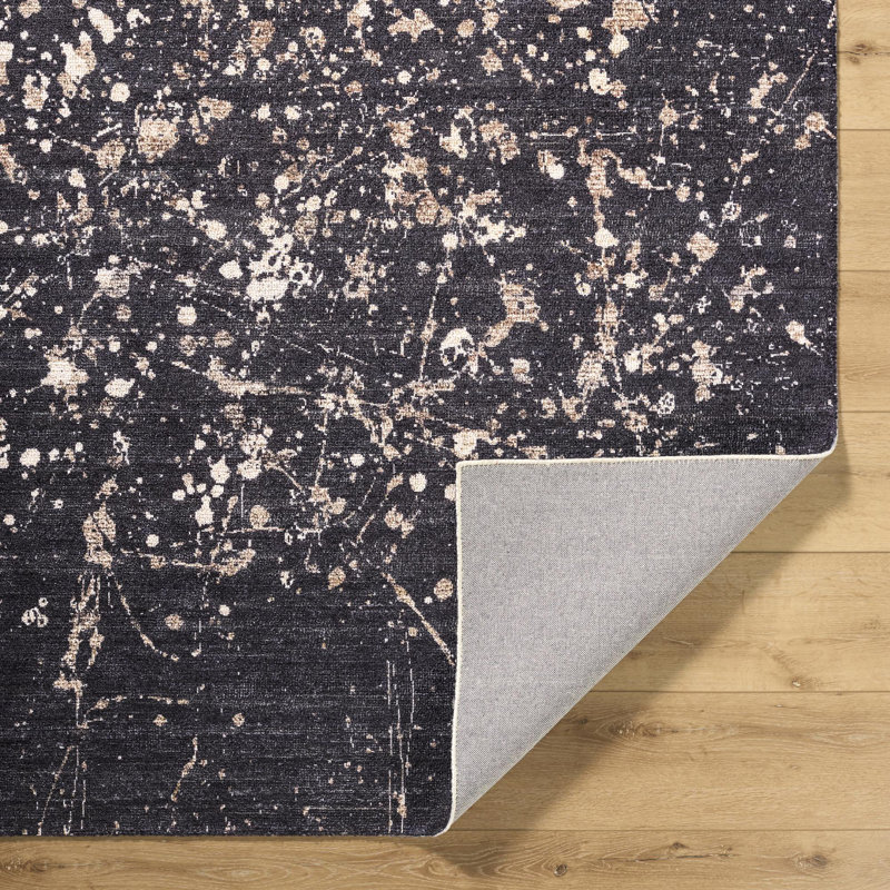 Hand-Tufted Black and Tan Abstract Rectangular Area Rug