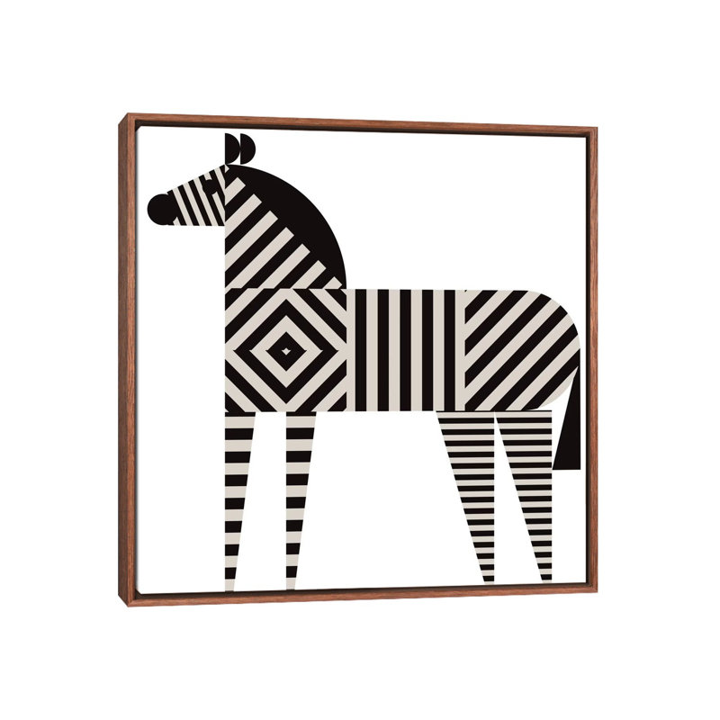 Décoration murale zèbre à rayures pour enfants, Toile classique avec cadre brun, H 26 po x l 26 po x P 1,5 po