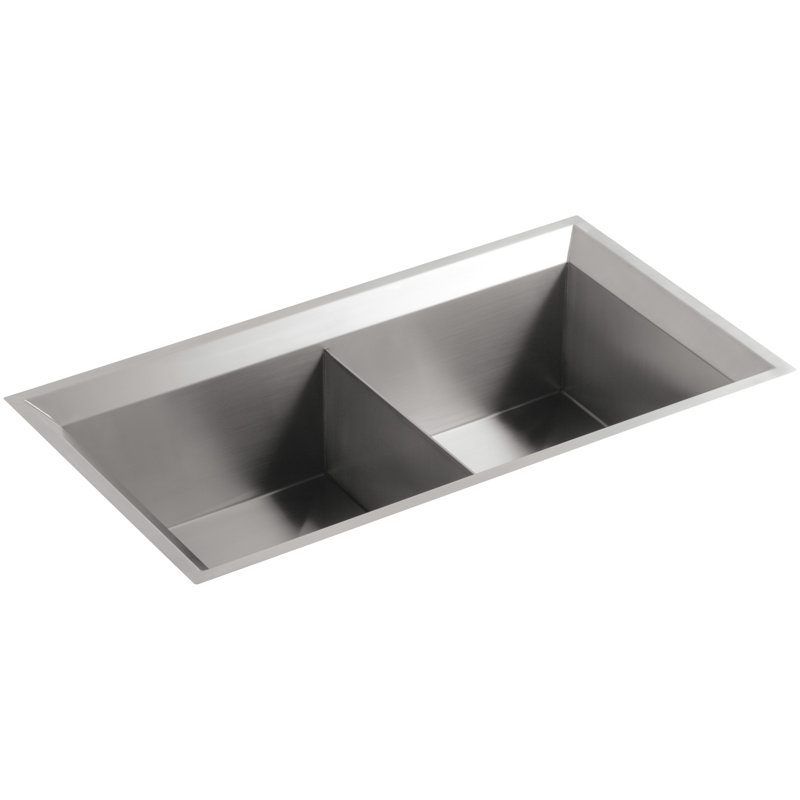 Poise 33" L x 18" W x 9.5" Under-Mount Bowl Kitchen Sink, Standard, Double-basin