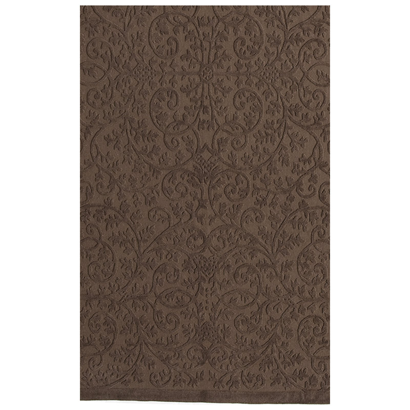 Wool Damask Area Rug in Brown, Rectangle 9' x 12'