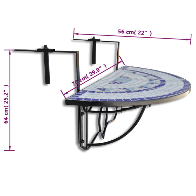 Brozak Foldable Balcony Table, Blue