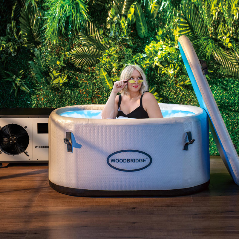 Portable inflatable Oval Ice Bath Cold Plunge Tub with Chiller and Heater, White