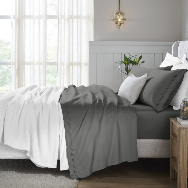 Egyptian Cotton 650 TC Deep Pocket Sheet Set - 18" & 20" Extra Deep Pocket Options, Gray