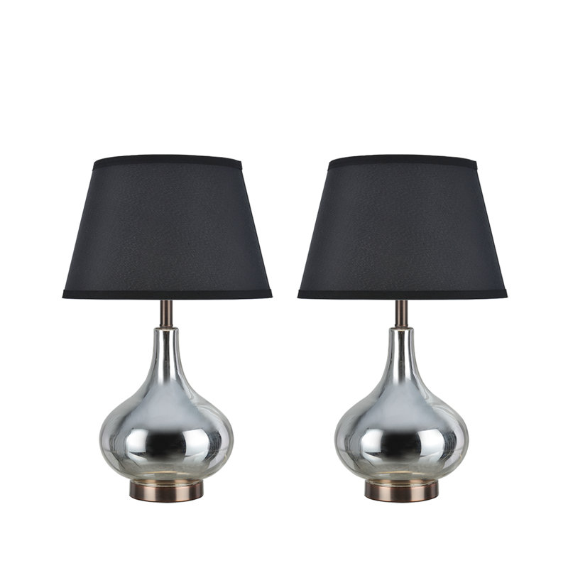 Foxworth Glass Table Lamp Lamp, Mercury/Black