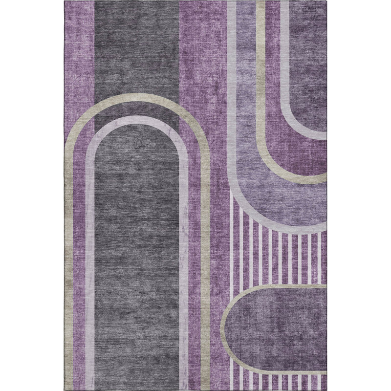 Tapis mauve Premium lavable à la machine Cerrito AMF532, Rectangle 9 pi x 12 pi