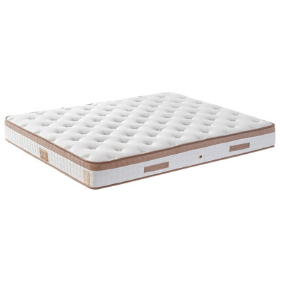 Luxury Hotel-Style Mattress, White & Brown, 59.1 x 78.7 x 9.1 inches | Multi Spring System, Woven Fabric Cover | Comfortable Support for Restful Sleep, Perfect for Home or Guest Room | Assembled for Convenience